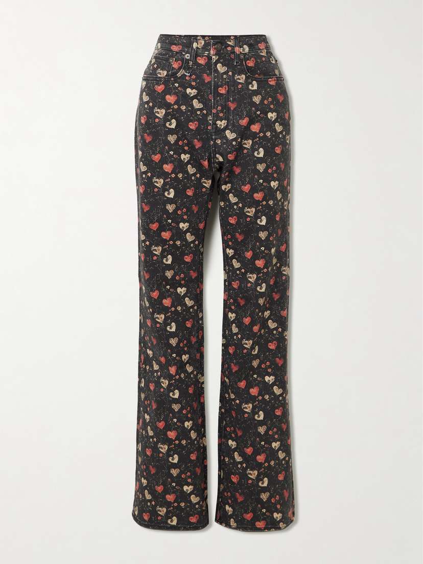 R13 Jane Printed Mid-rise Slim-leg Jeans