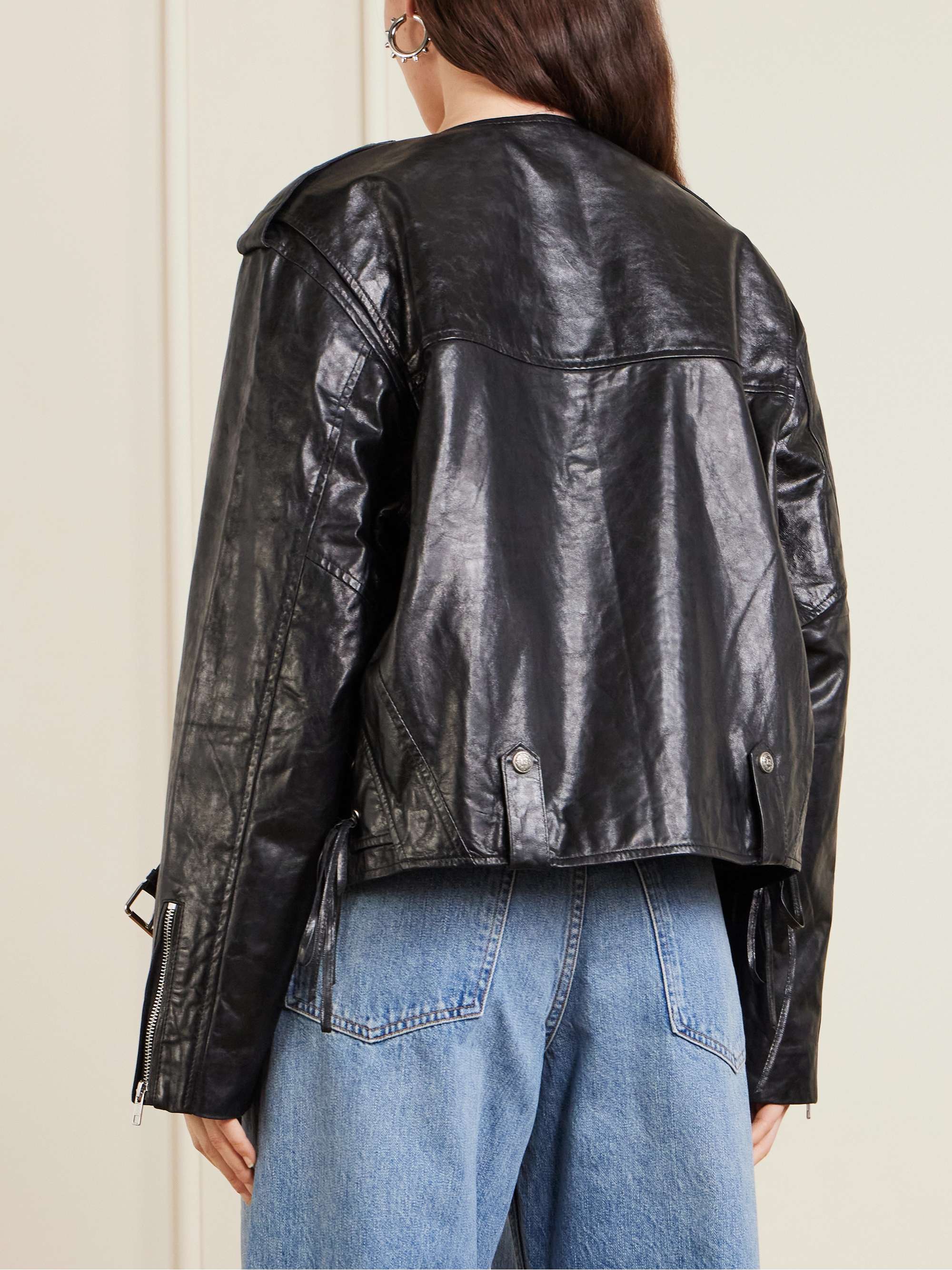 R13 Belted embellished leather biker jacket | NET-A-PORTER