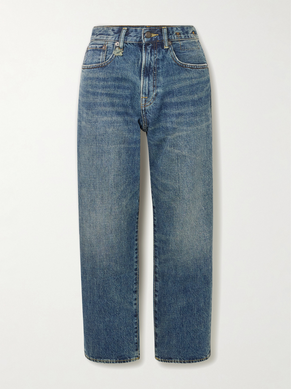 R13 Boyfriend Distressed Straight-leg Jeans In Blue