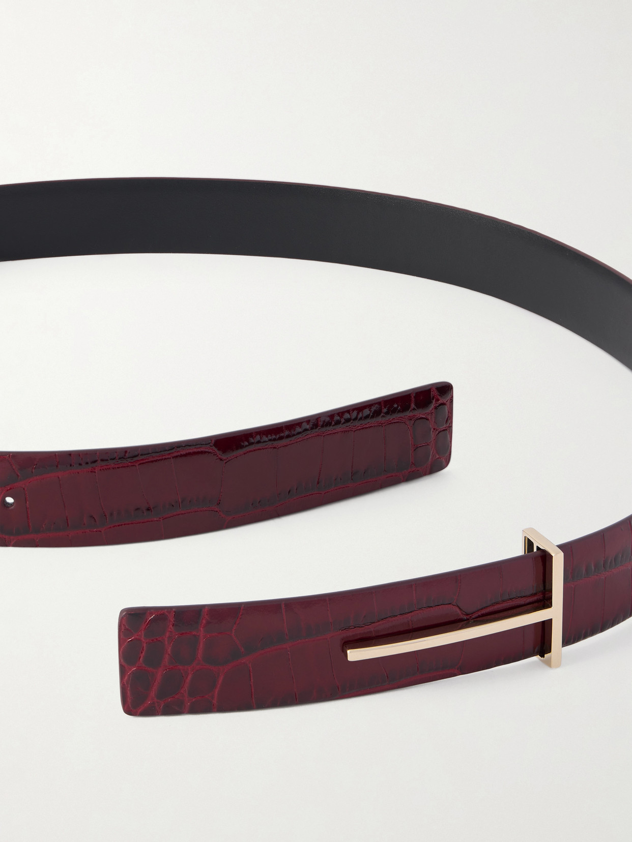 Tom Ford Croc-effect Leather Belt In Brown