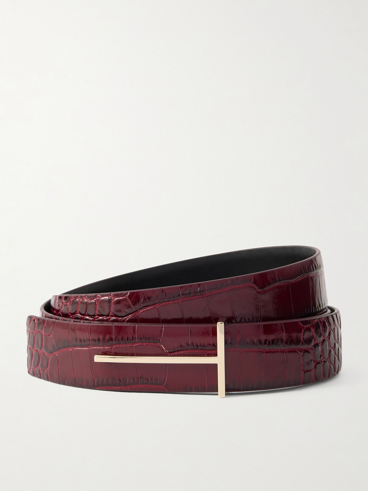Tom Ford Croc-effect Leather Belt In Brown