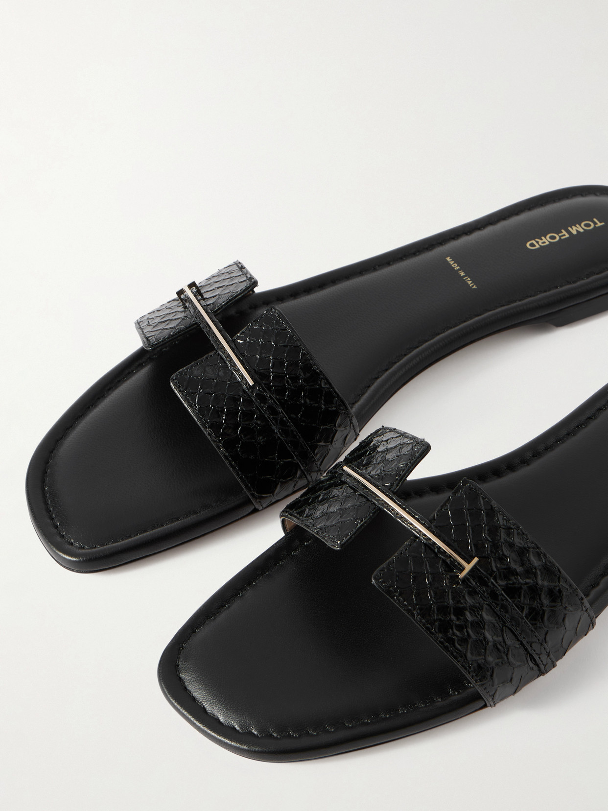 Tom Ford Semi Shiny Printed Python Julianne Slide In Black