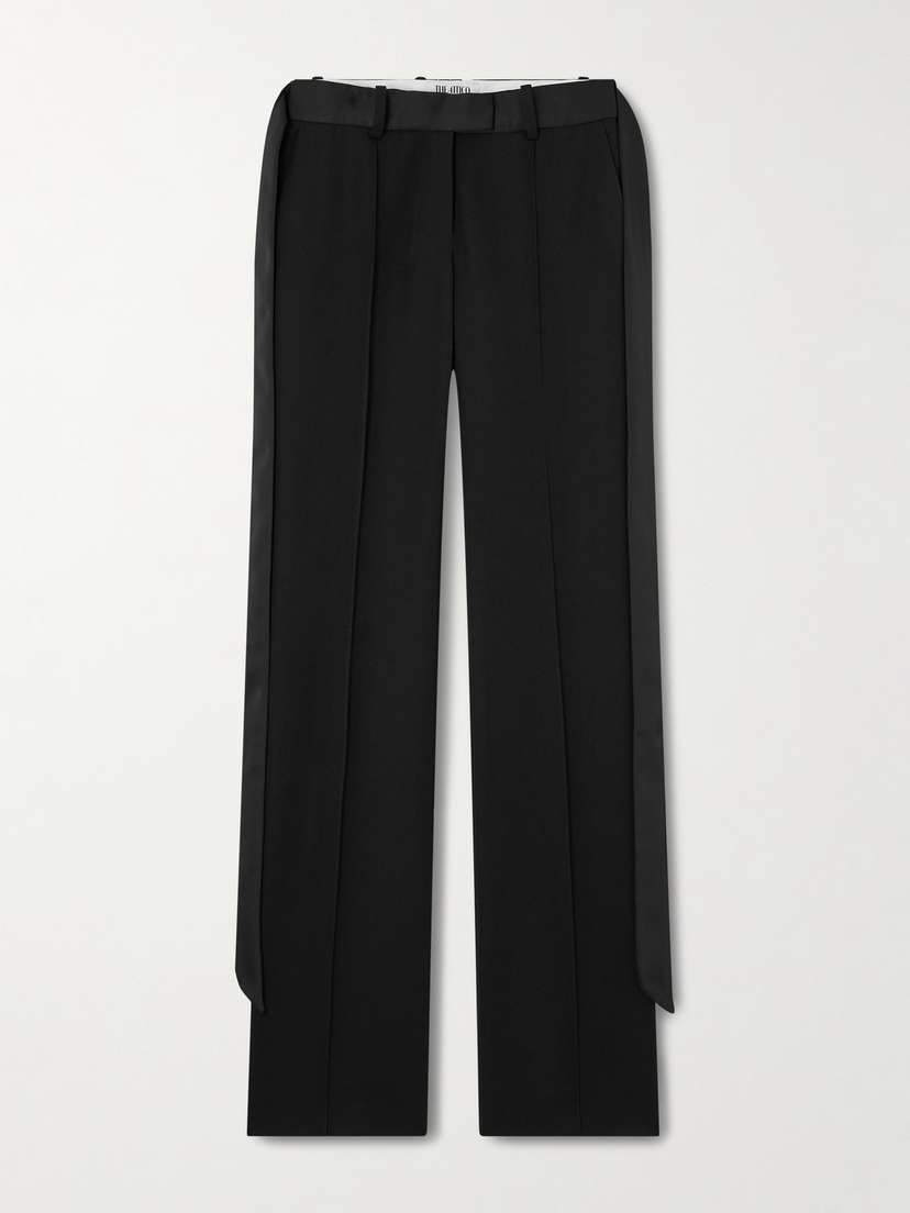The Attico Tie-detailed Belted Wool-twill Straight-leg Pants