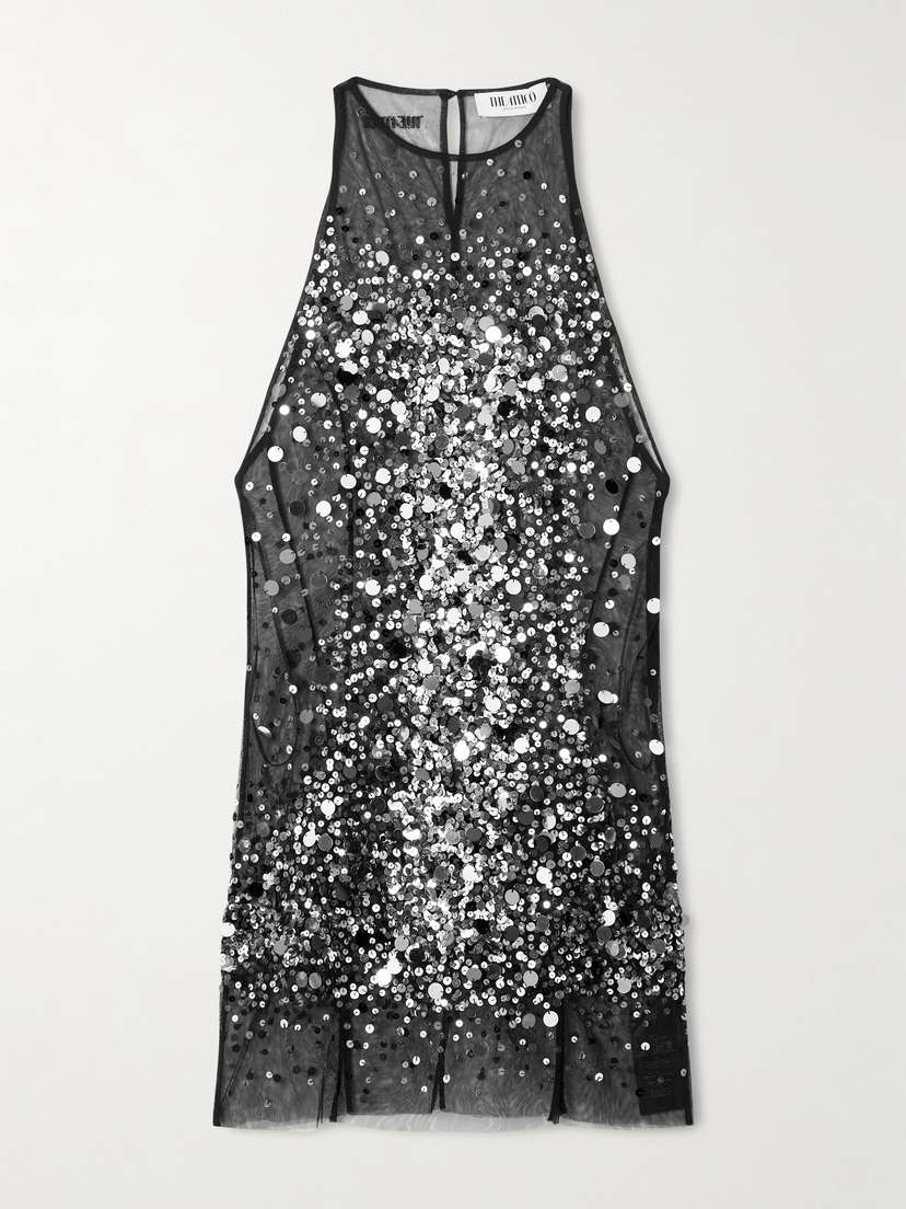 The Attico Sequined Mesh Mini Dress