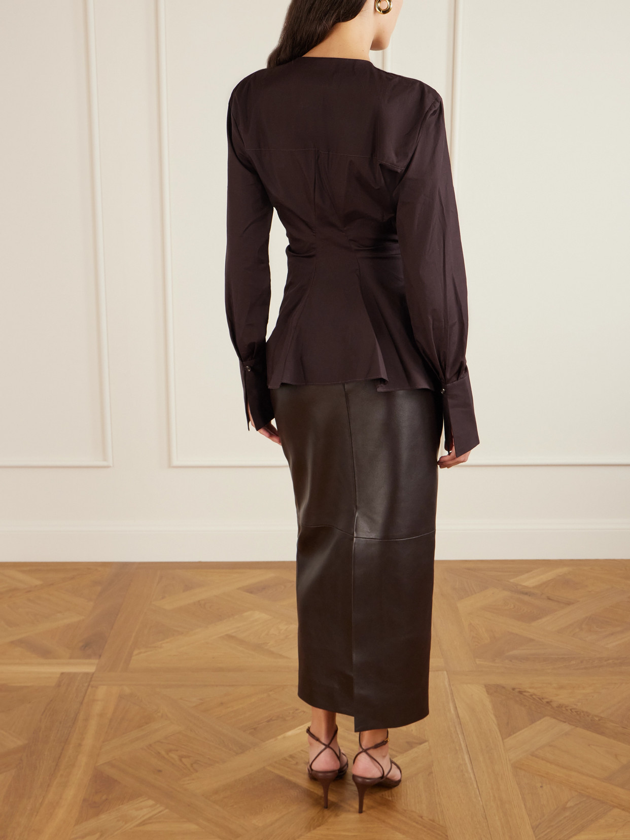 Liberowe Lavinia Cotton-poplin Peplum Blouse In Purple