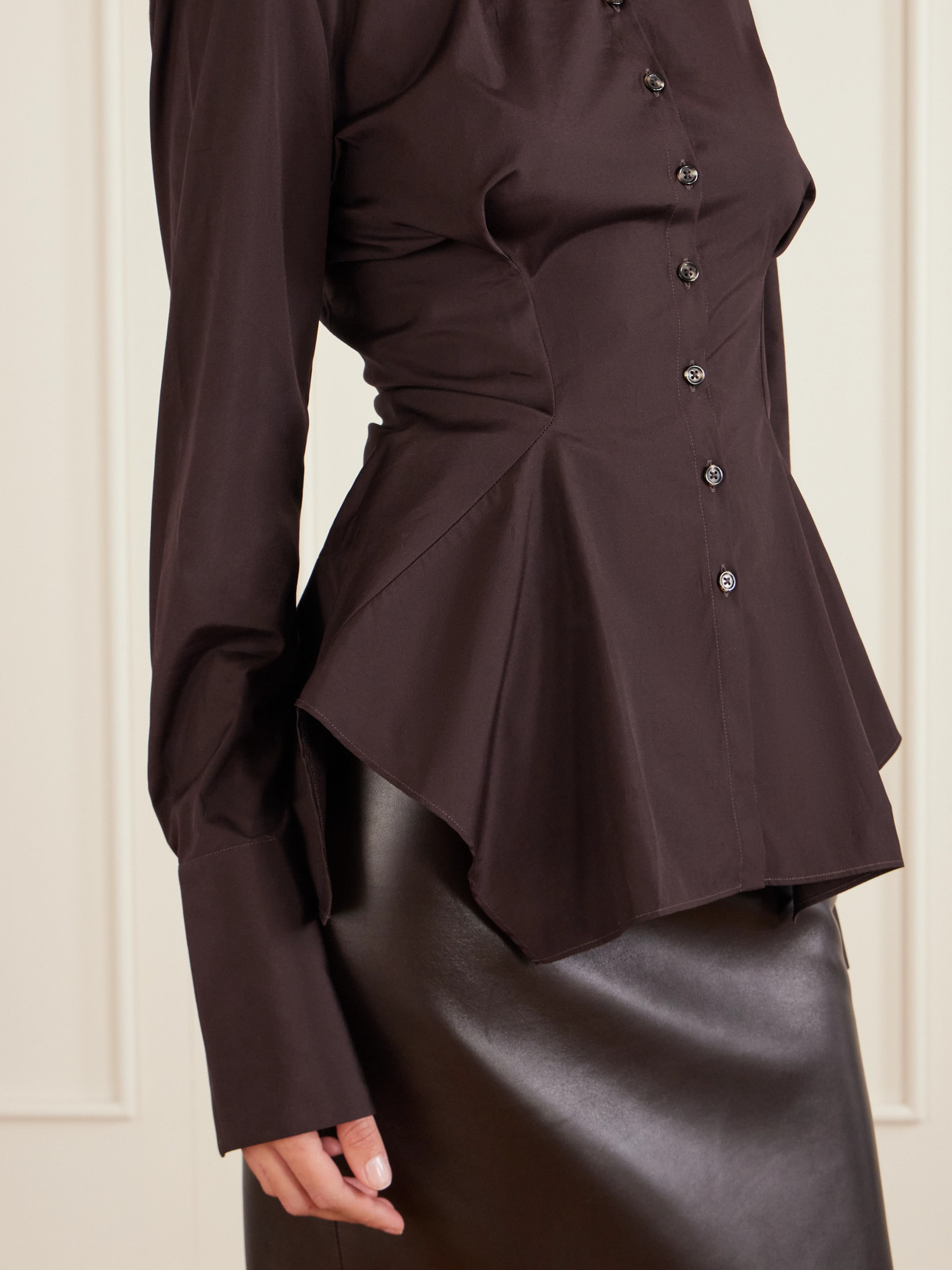 Liberowe Lavinia Cotton-poplin Peplum Blouse In Purple