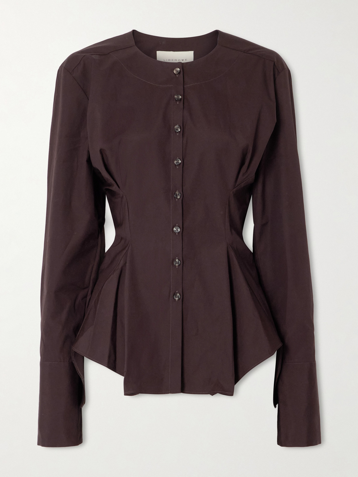 Liberowe Lavinia Cotton-poplin Peplum Blouse In Purple