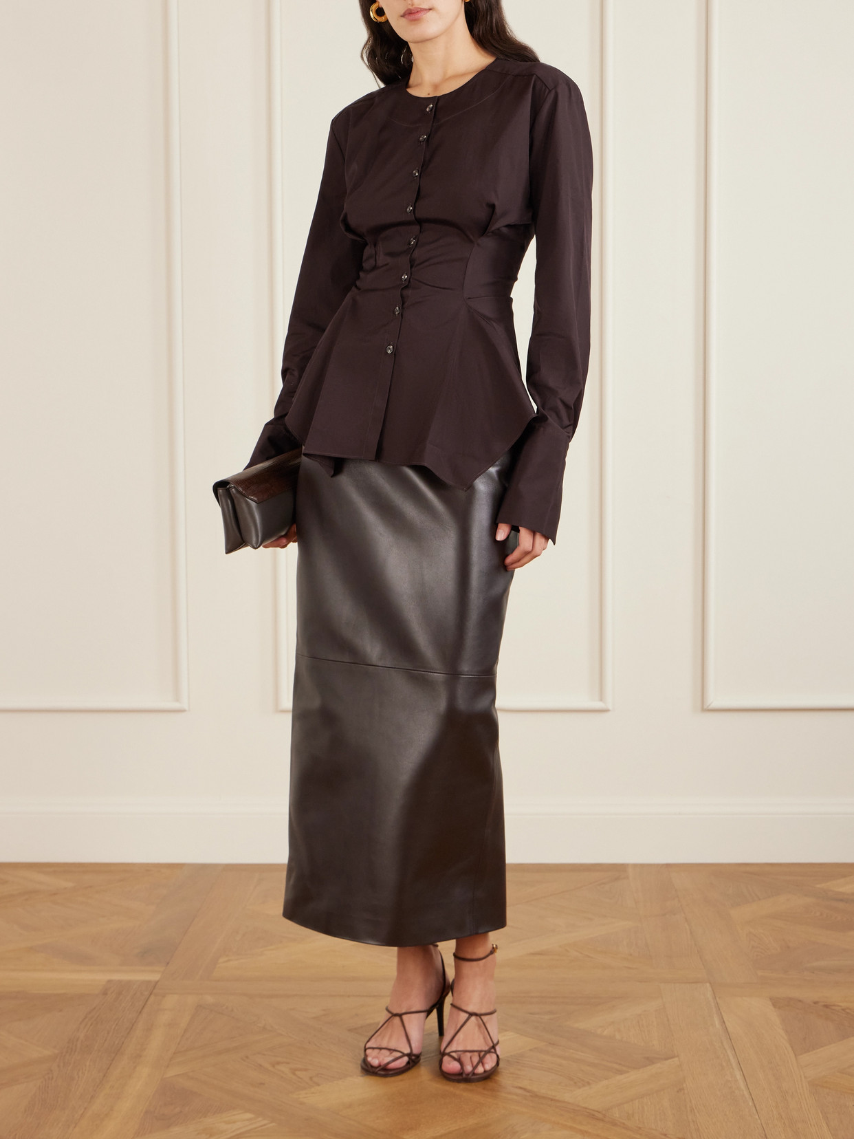 Liberowe Lavinia Cotton-poplin Peplum Blouse In Purple