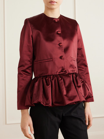 Liberowe Cotton-blend duchesse-satin peplum blazer