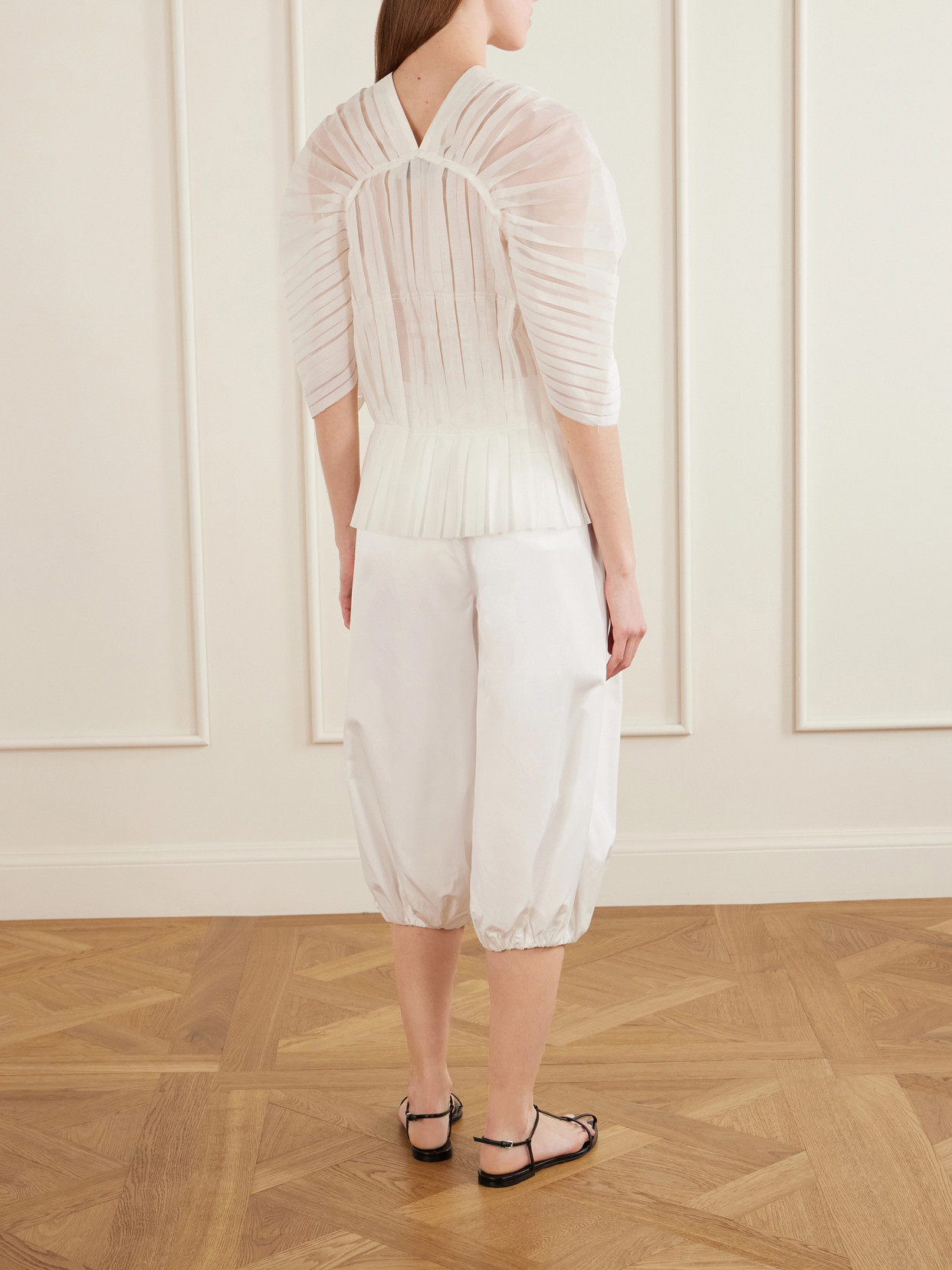 Santos Pleated Ruffled Silk-Organza Blouse