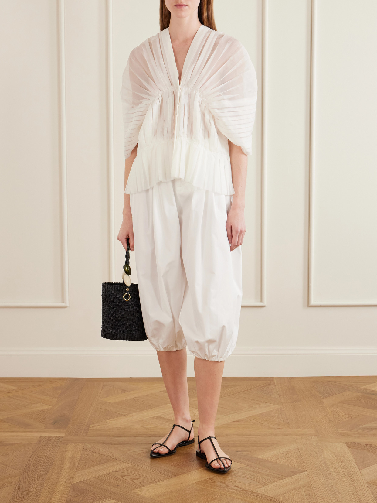 Santos Pleated Ruffled Silk-Organza Blouse