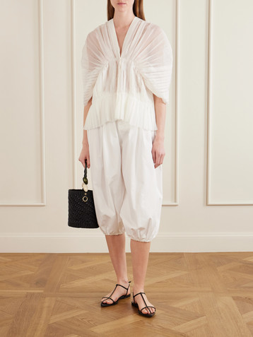 Liberowe Santos pleated ruffled silk-organza blouse