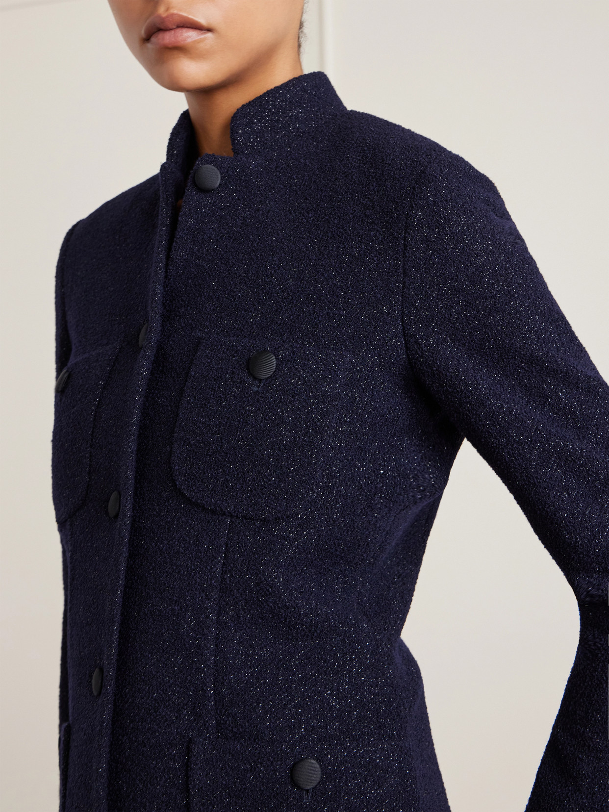 Raja Metallic Wool-Blend Bouclé-Tweed Jacket