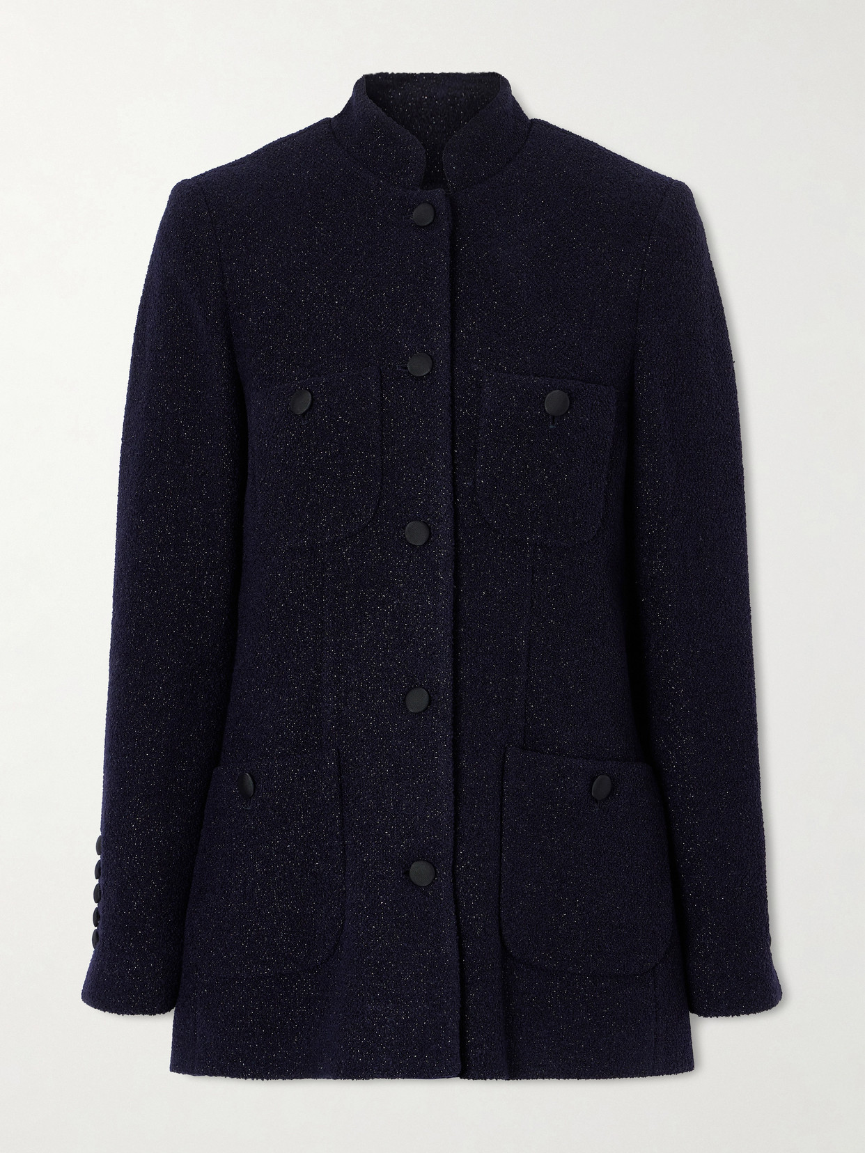 Liberowe Raja Metallic Wool-blend Bouclé-tweed Jacket In Blue