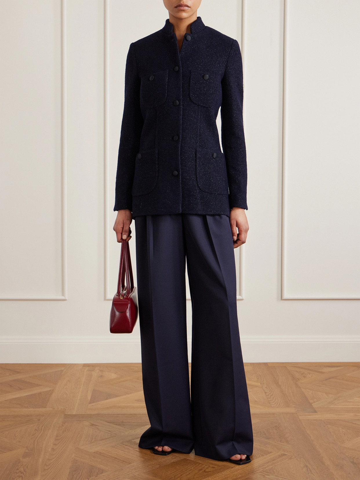 Raja Metallic Wool-Blend Bouclé-Tweed Jacket