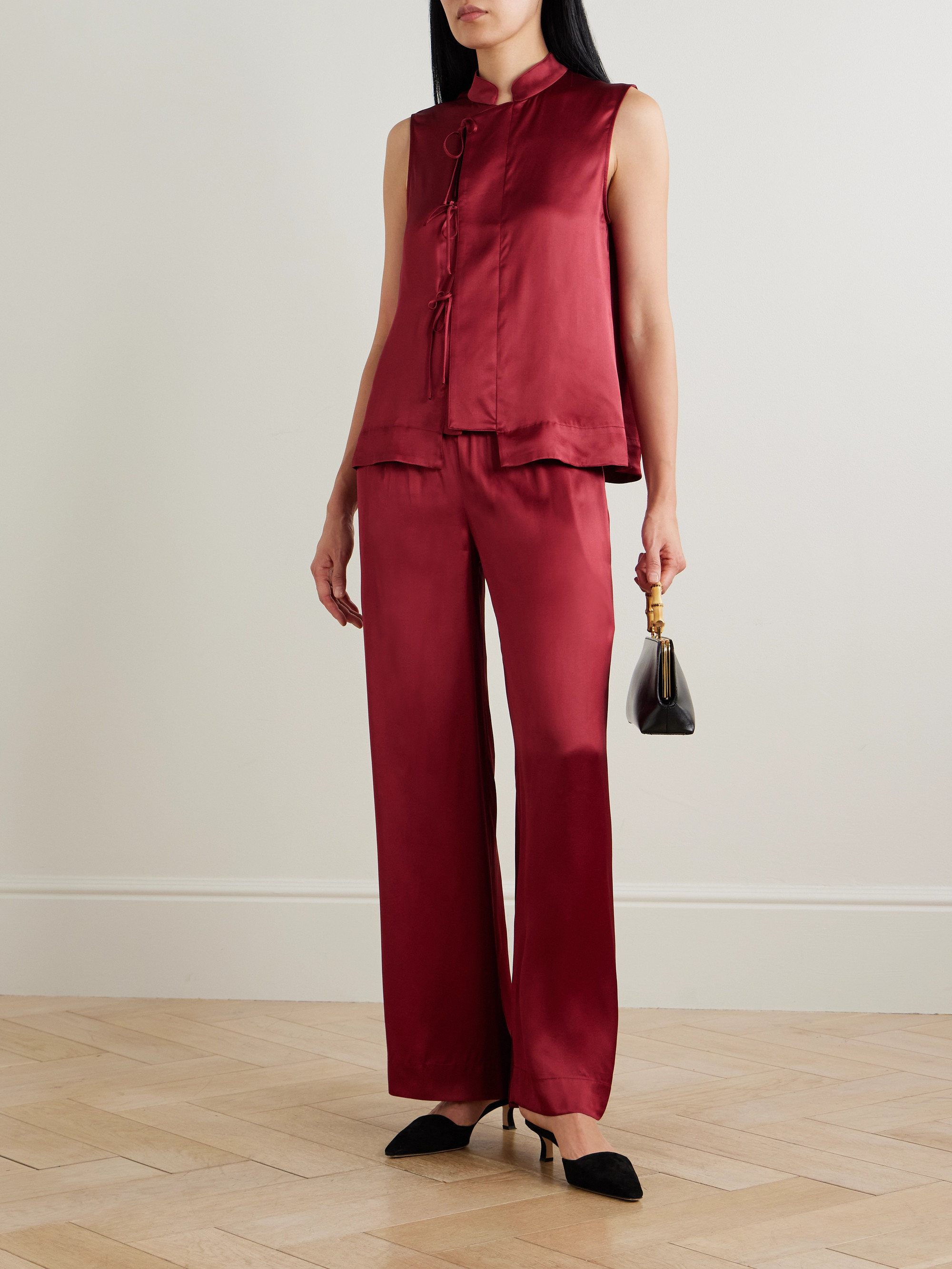 Liberowe - Florence tie-detailed satin top | Plush