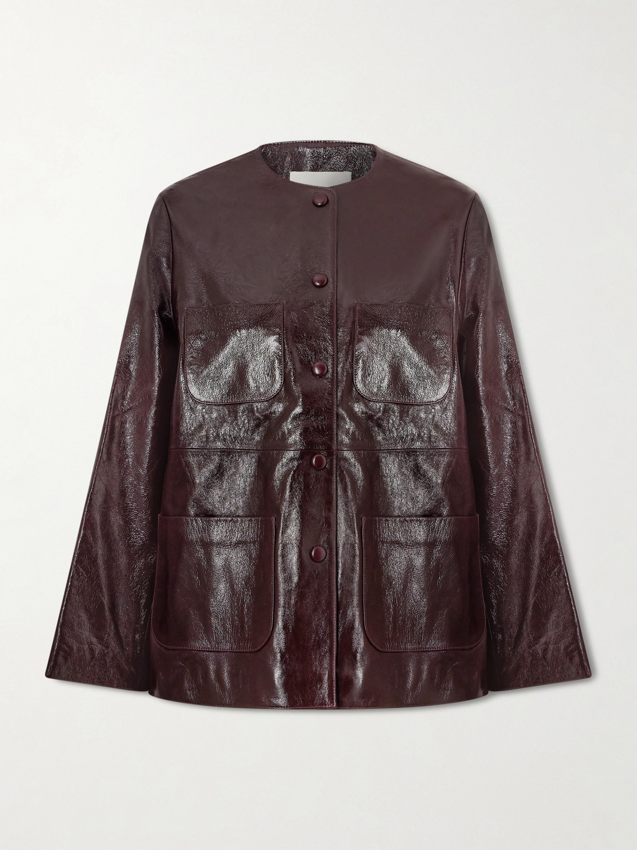 Liberowe Moreen Patent-leather Jacket In Burgundy