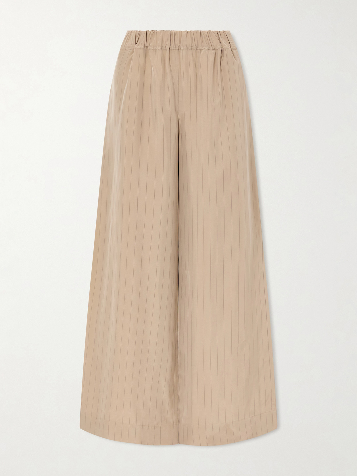 Liberowe Pinstriped Satin Wide-leg Pants In Neutral