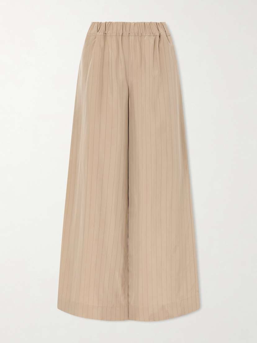 LIBEROWE Pinstriped Satin Wide-leg Pants