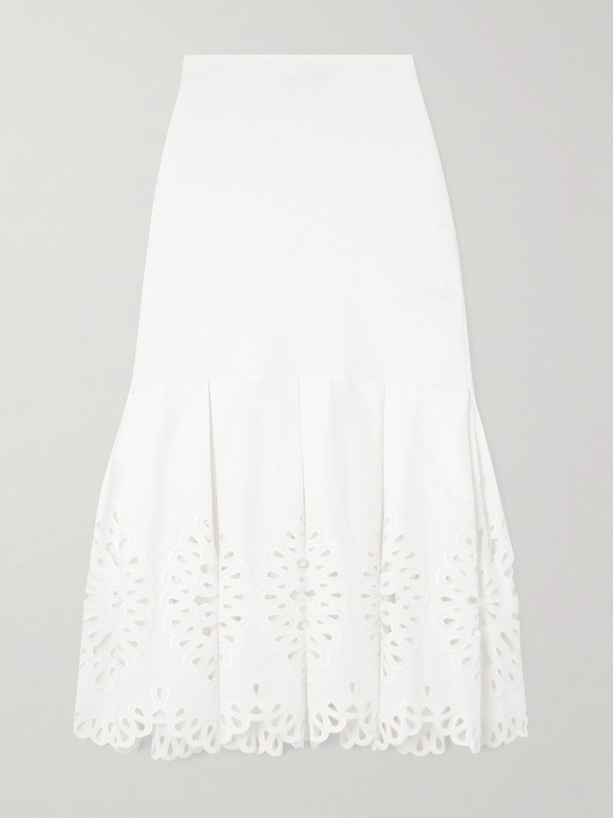 Simkhai Cotton-blend Guipure Lace And Knitted Midi Skirt In White