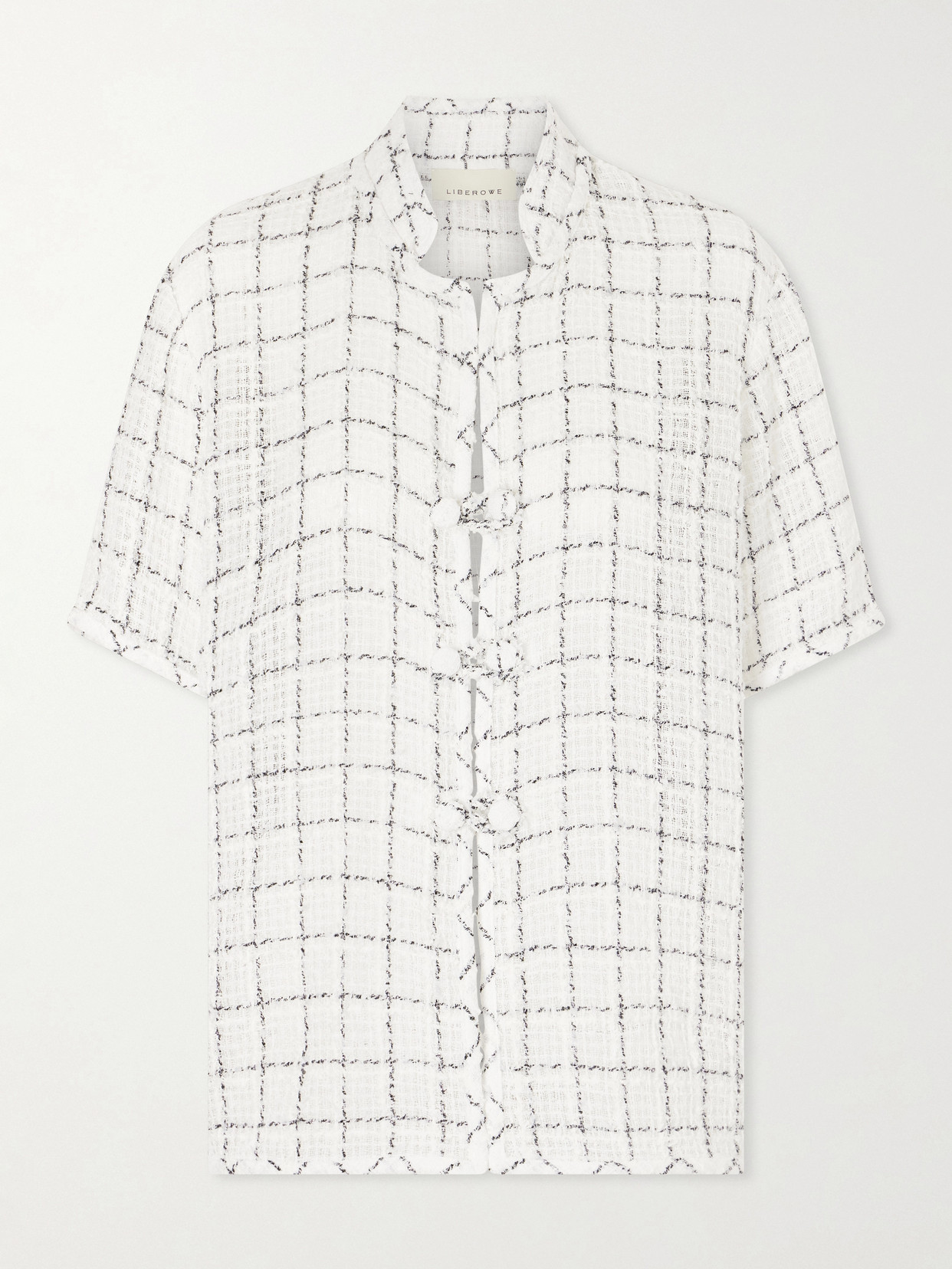 Liberowe Hetty Checked Cotton-blend Tweed Shirt In White
