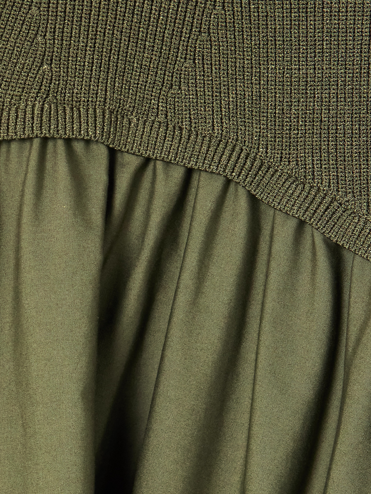 Ovie Pleated Ribbed-Knit Trimmed Cotton-Poplin Midi