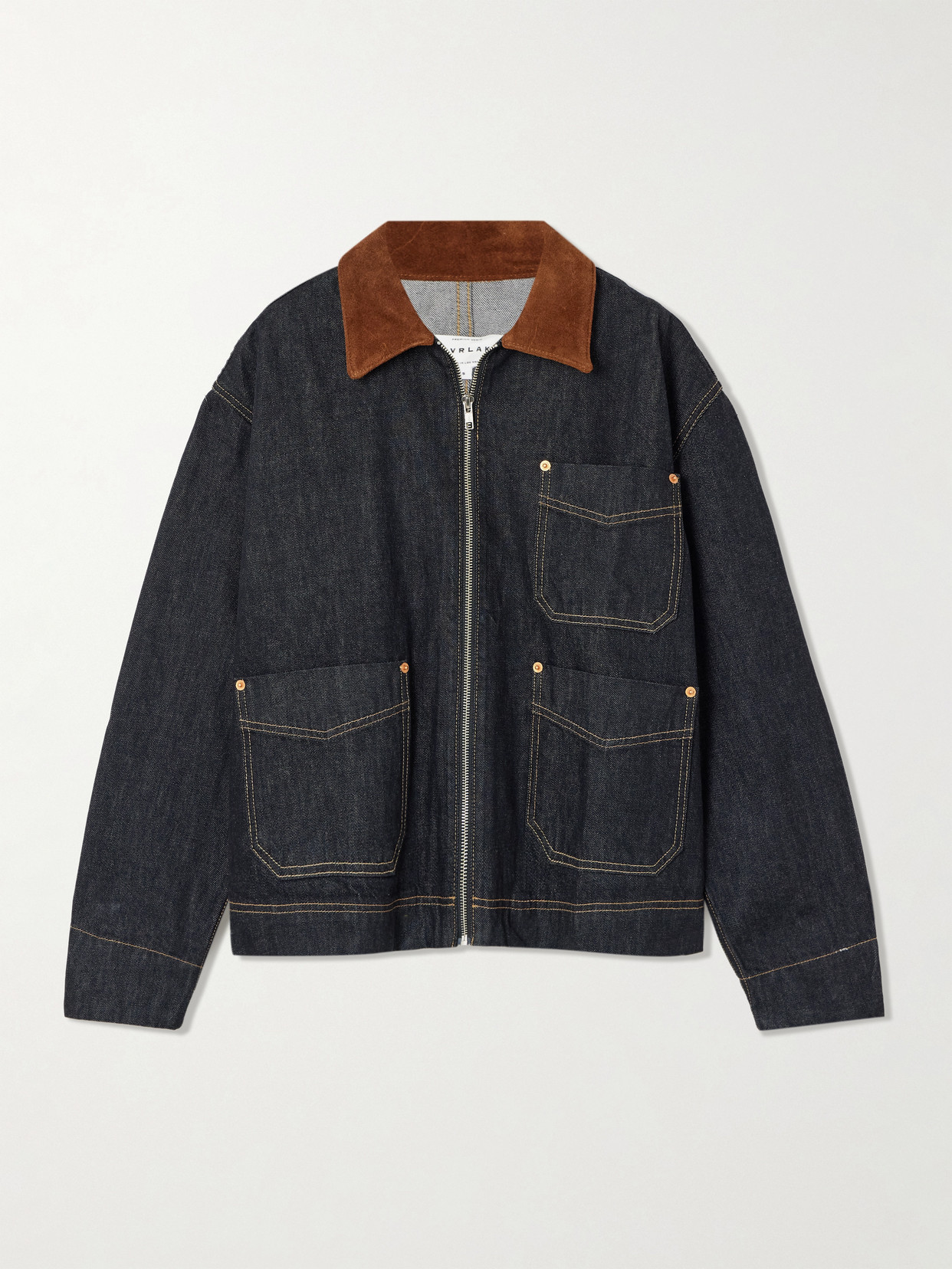 Slvrlake Casey Suede-trimmed Denim Jacket In Blue