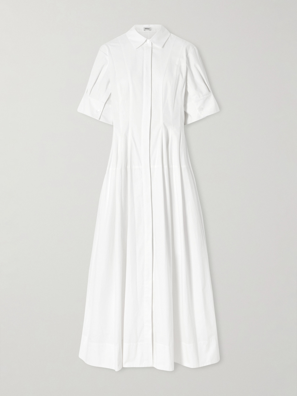 Simkhai Mollie Pleated Cotton-poplin Midi Shirt Dress In White