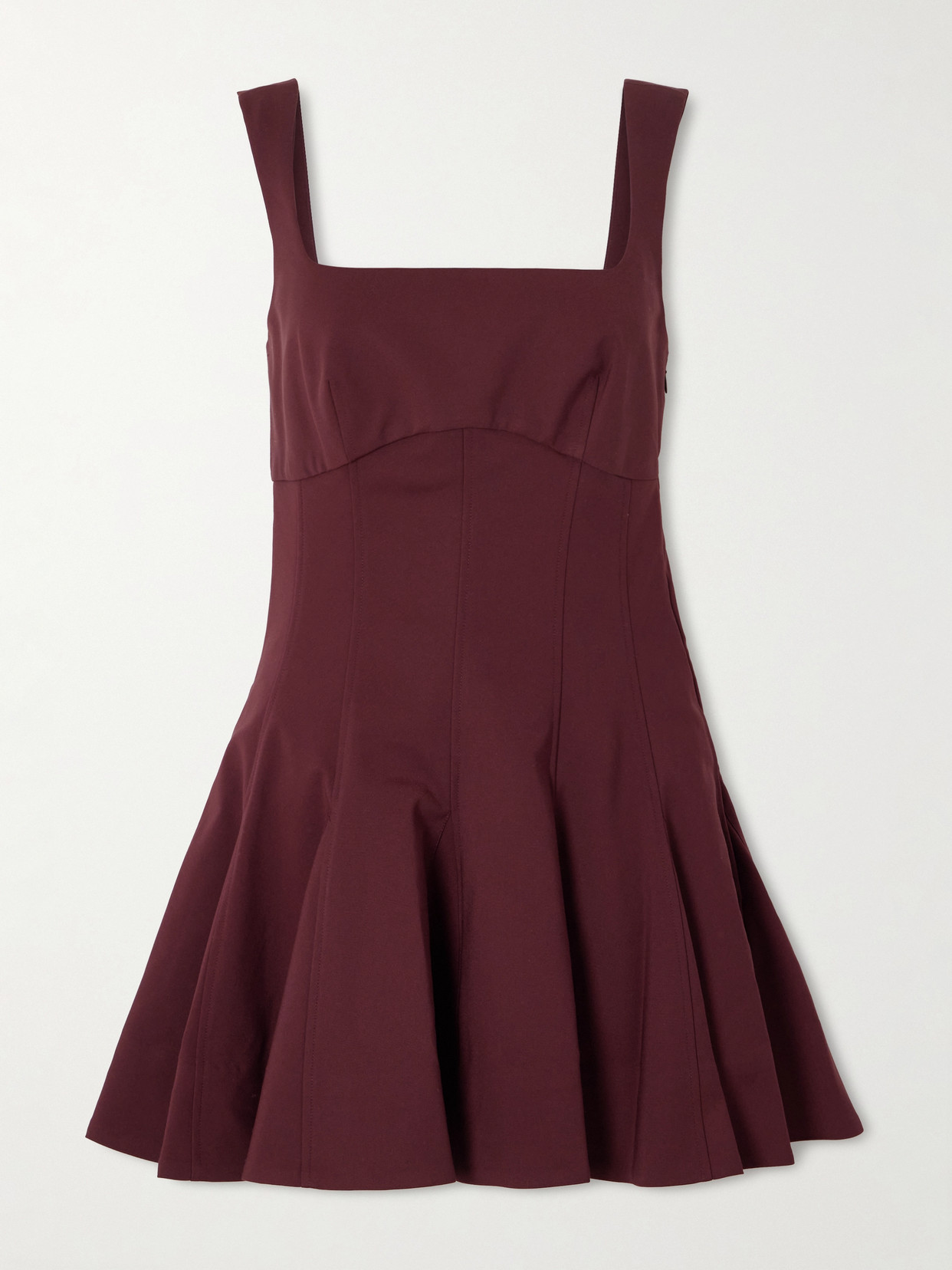 Simkhai Emslie Paneled Pleated Cotton-blend Mini Dress In Red