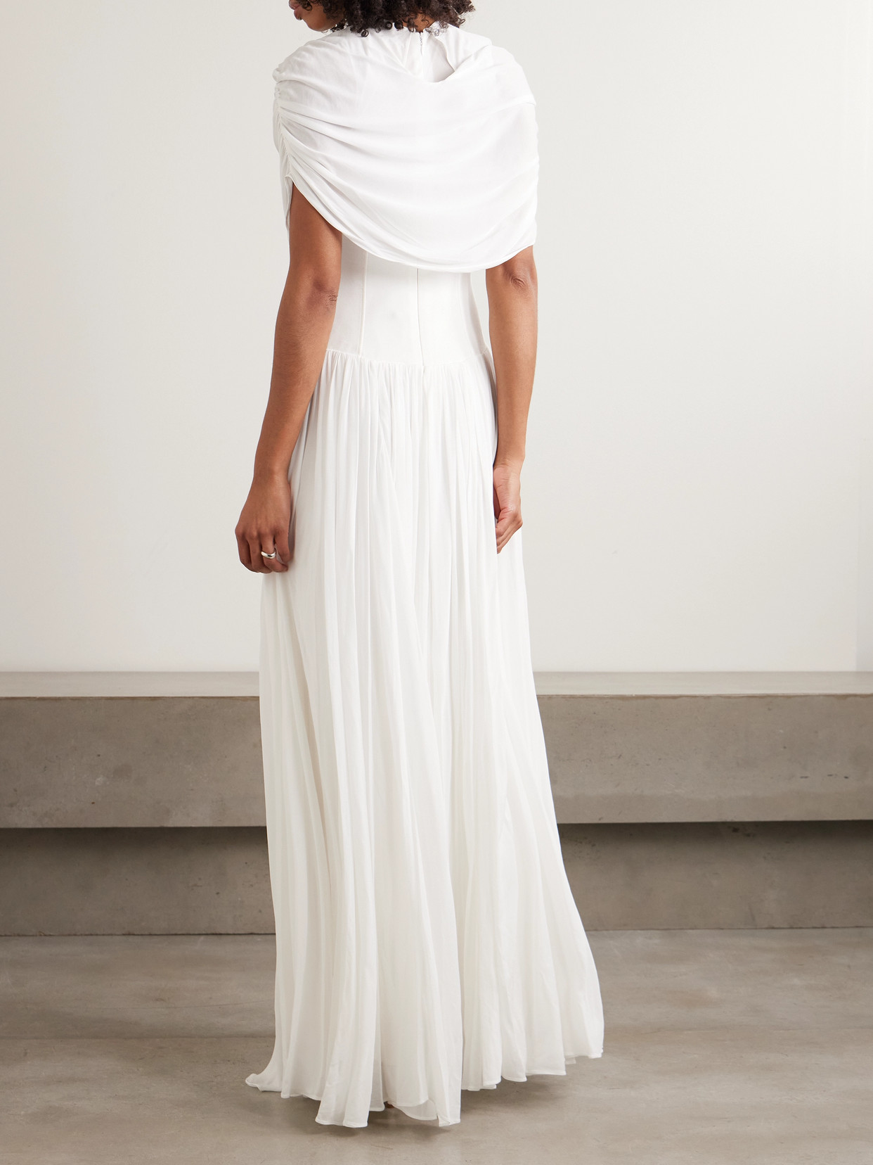 Simkhai Women's Nancie Draped Jersey Cape Midi Maxi Dress In Ivory In White