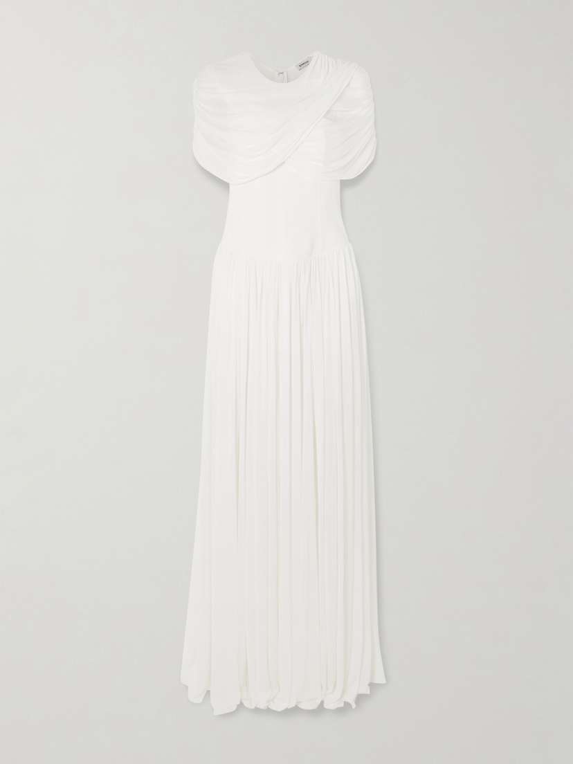 Simkhai Nancie Cape-effect Draped Pleated Jersey Maxi Dress