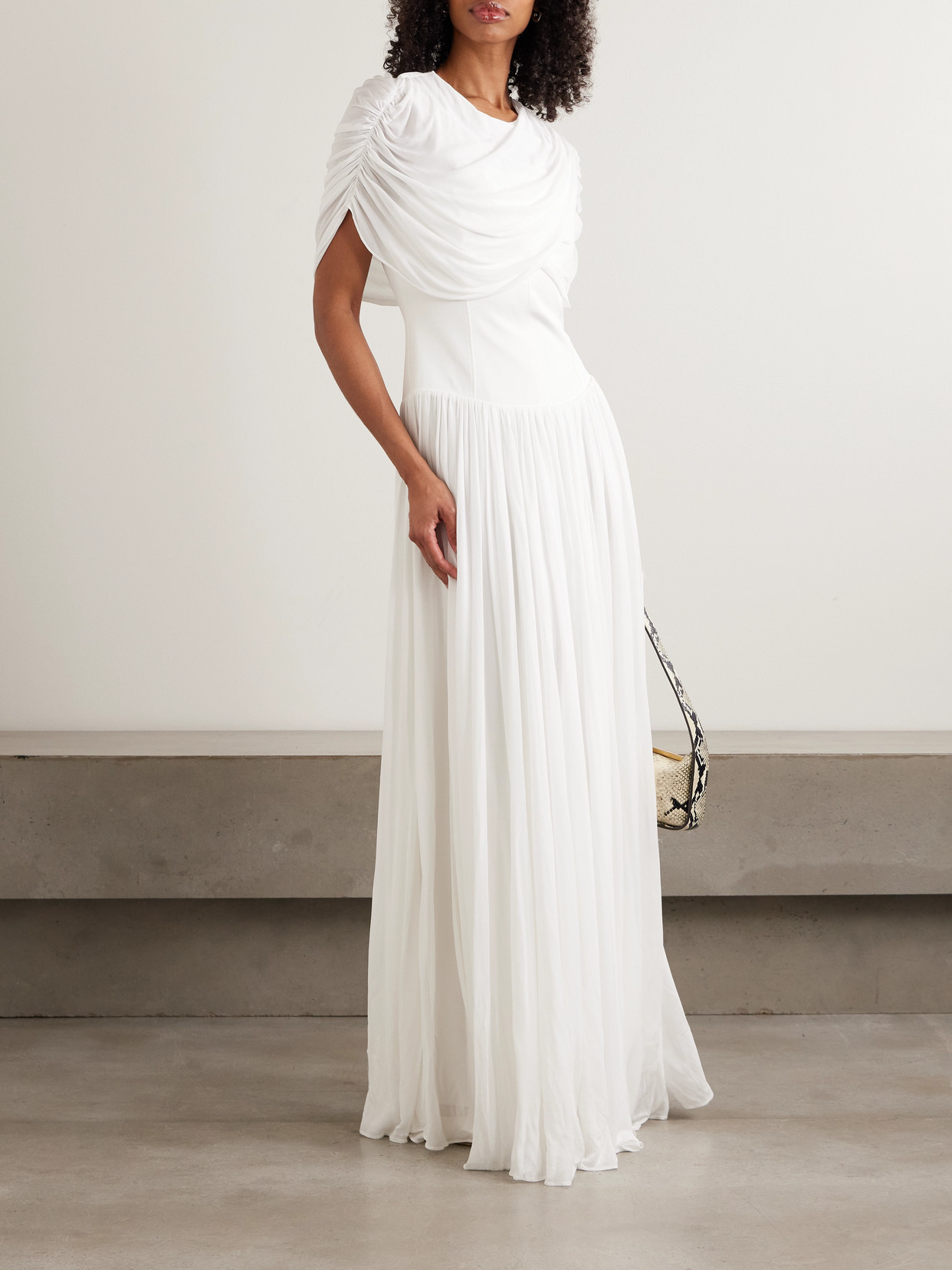Simkhai Women's Nancie Draped Jersey Cape Midi Maxi Dress In Ivory In White