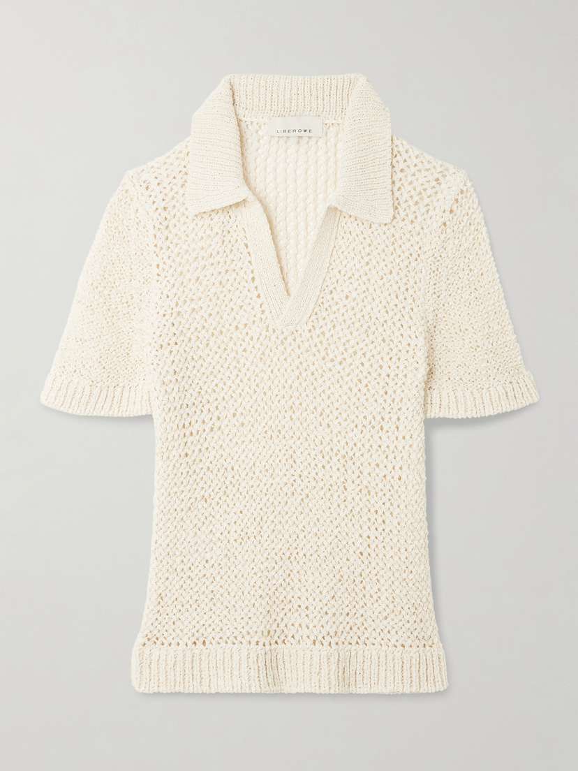 LIBEROWE Open-knit Polo Sweater