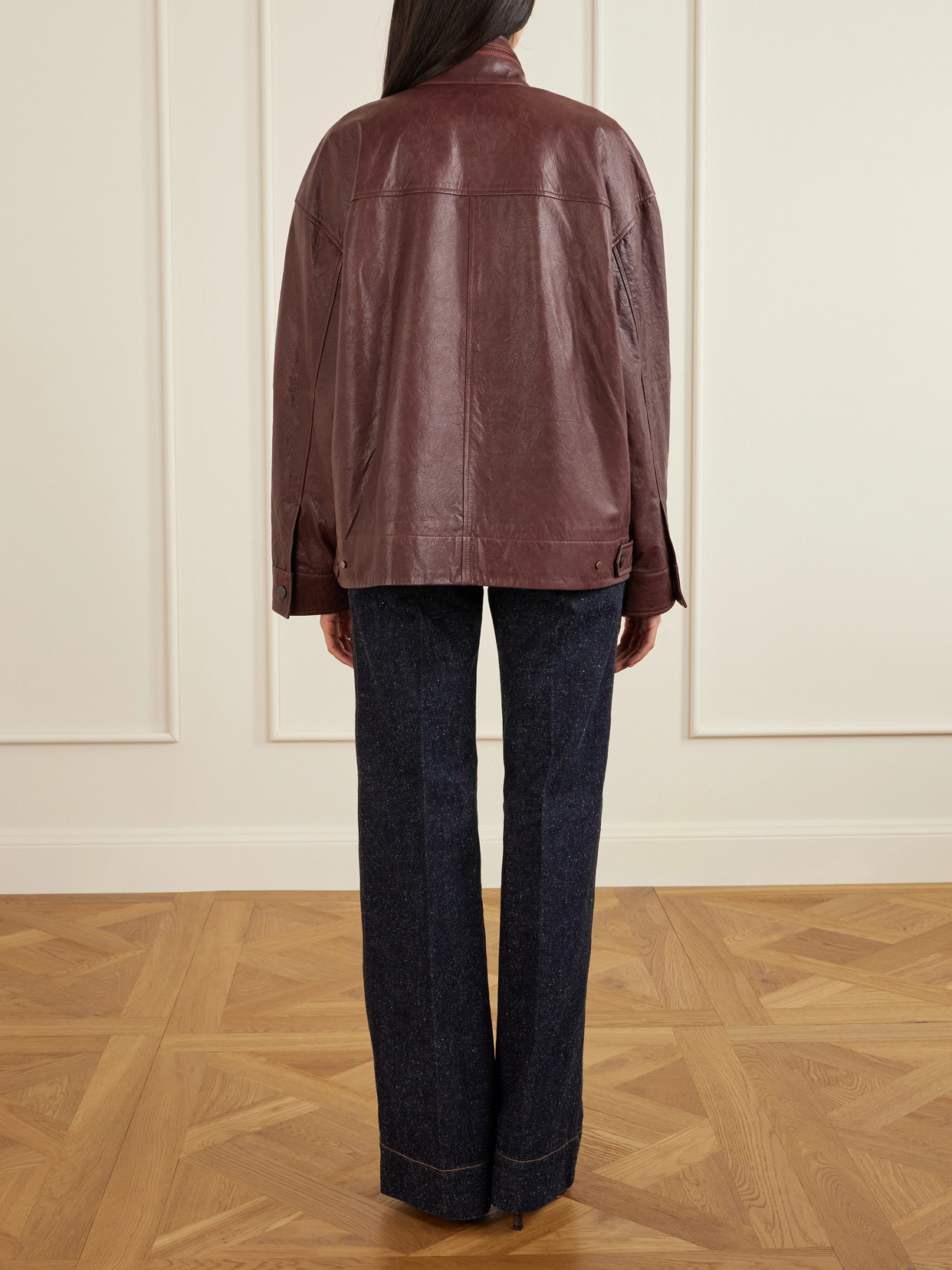 Simkhai Hartley Paneled Textured-leather Jacket In Brown