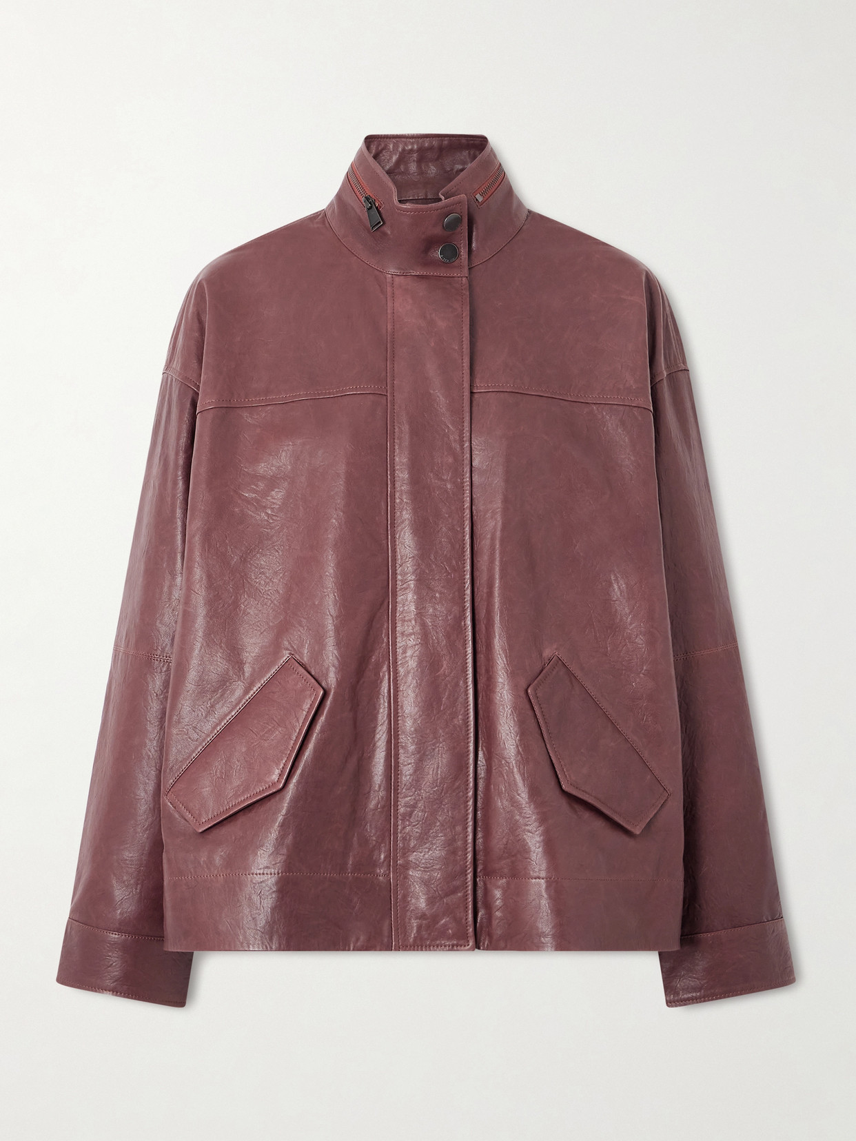 Simkhai Hartley Paneled Textured-leather Jacket In Brown