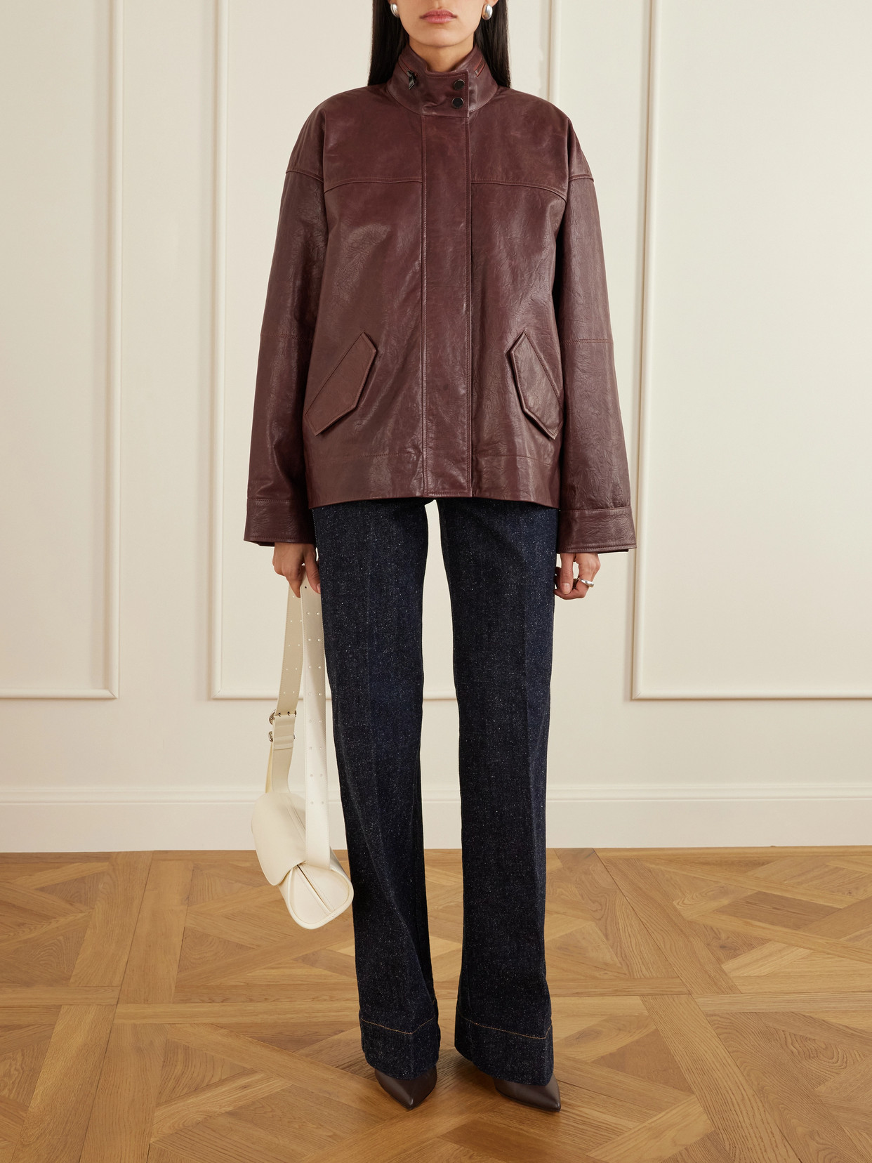 Simkhai Hartley Paneled Textured-leather Jacket In Brown