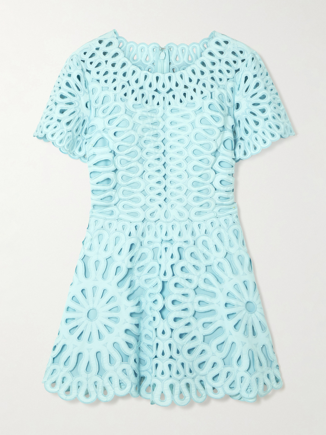 Simkhai Emrys Broderie Anglaise Cotton-blend Mini Dress In Blue