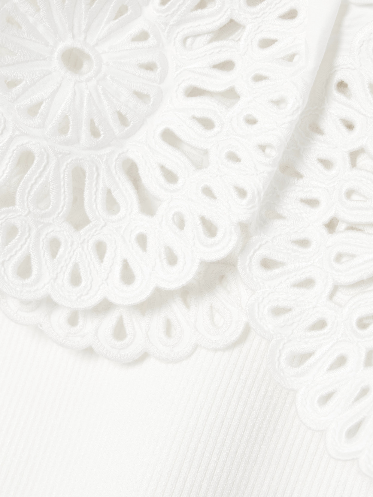 Simkhai Elyse Scalloped Guipure Lace-trimmed Ribbed-knit Top In White