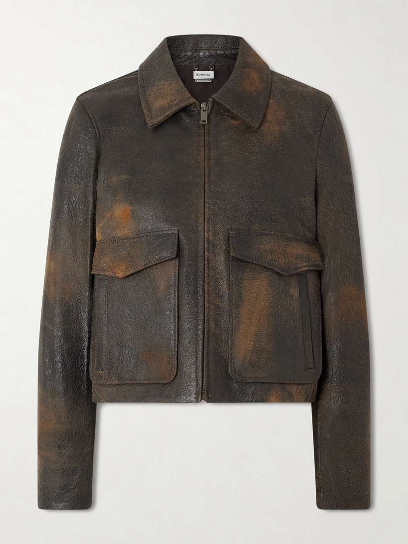 Simkhai Sage Textured-leather Jacket