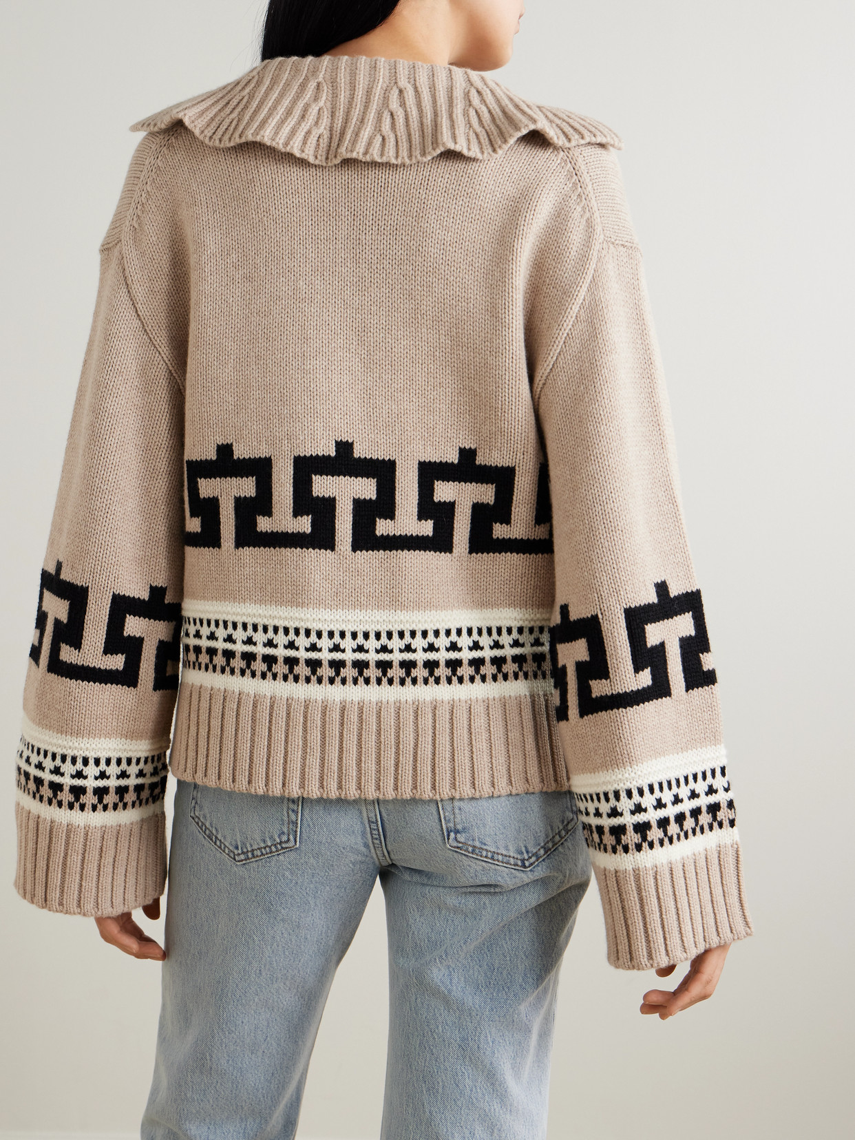 Simkhai O'reilly Intarsia Wool And Cashmere-blend Sweater In Brown