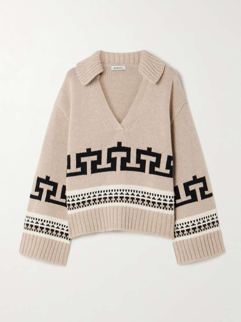 Simkhai O'reilly Intarsia Wool And Cashmere-blend Sweater