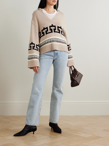 SIMKHAI O'Reilly intarsia wool and cashmere-blend sweater