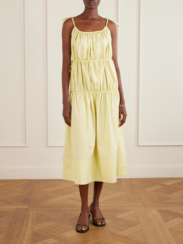 Liberowe Ella tiered cotton and silk-blend midi dress