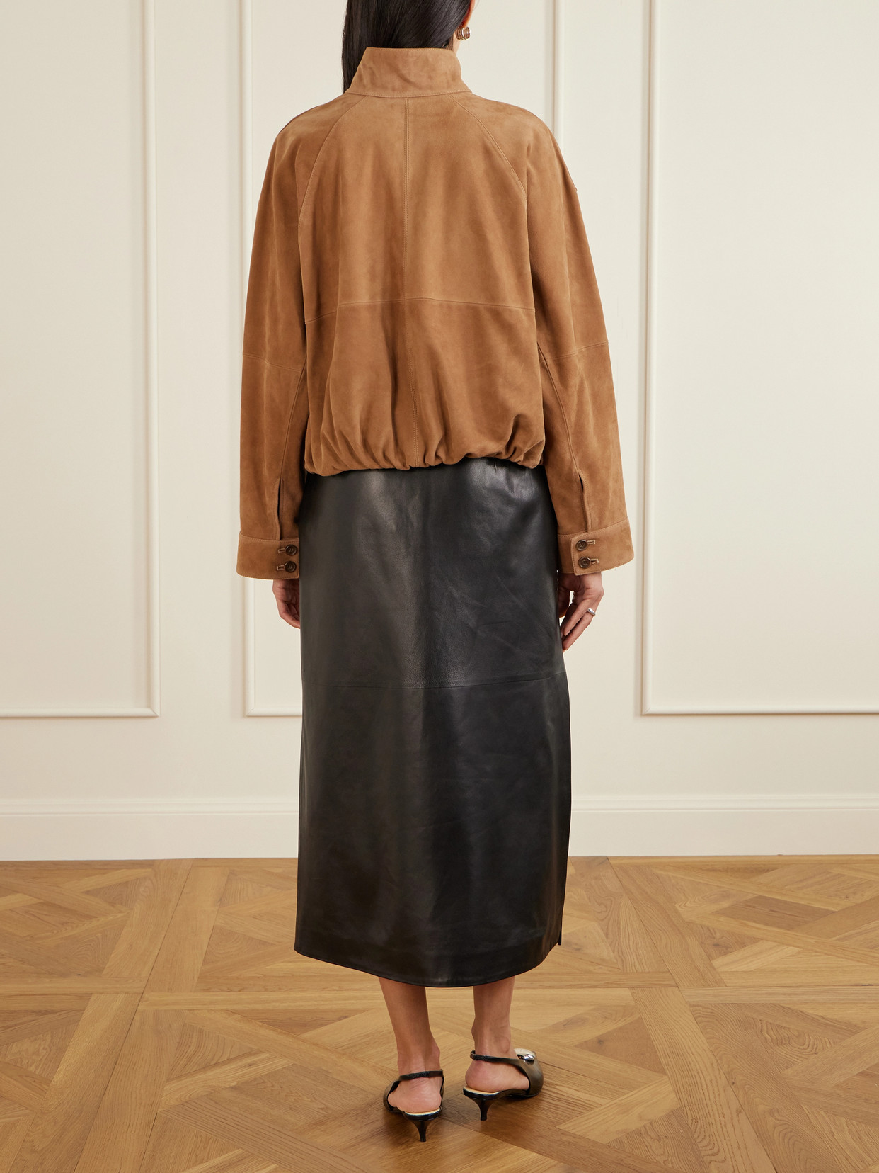 Simkhai Button Suede Jacket In Brown