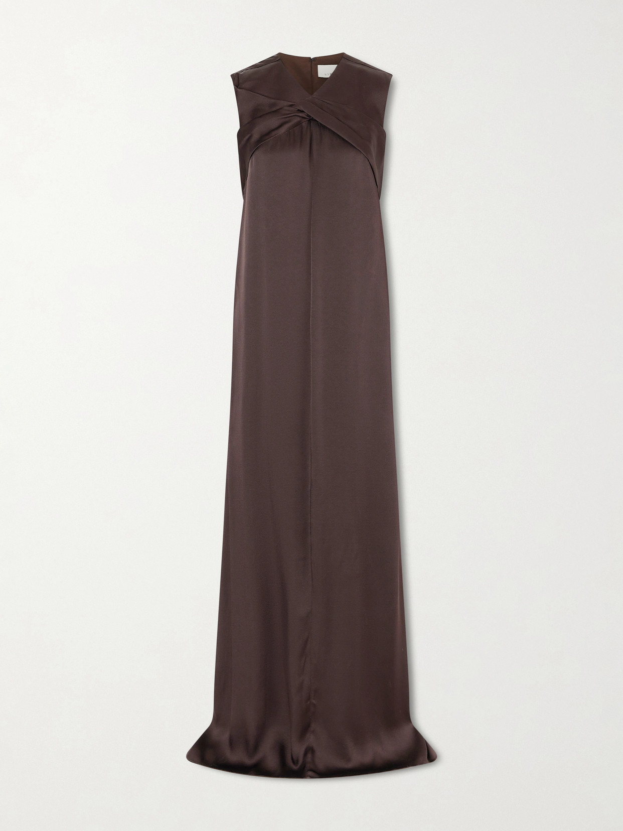 Liberowe Siena Pleated Satin-crepe Gown In Brown
