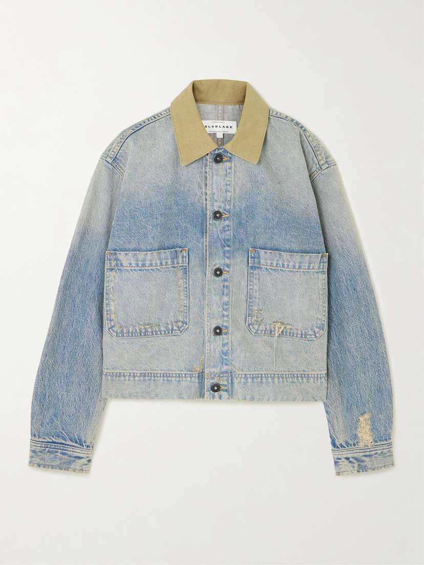 SLVRLAKE Thompson Canvas-trimmed Distressed Denim Jacket