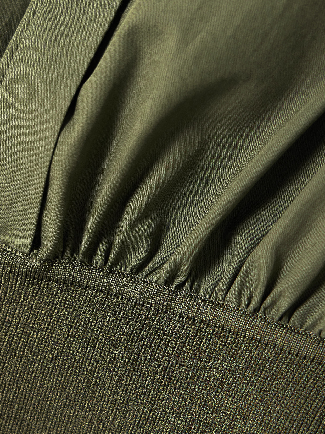 Stiles Cropped Gathered Ribbed-Knit Trimmed Cotton-Poplin Shirt