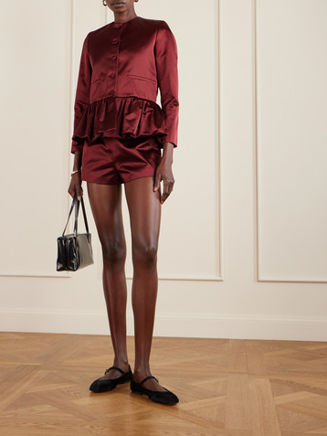 Liberowe Verdie cotton-blend duchesse-satin shorts