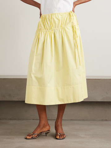 Liberowe Eve tie-detailed cotton and silk-blend midi skirt