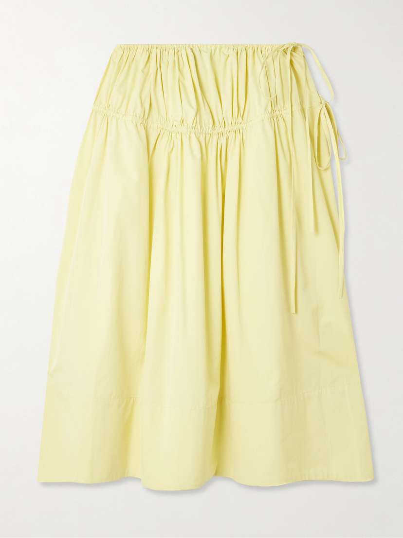 LIBEROWE Eve Tie-detailed Cotton And Silk-blend Midi Skirt